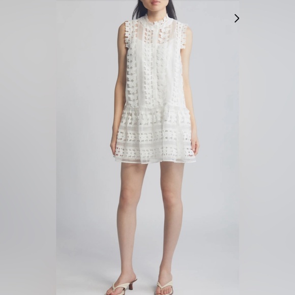 MWOT Ciebon Cara Butterfly Lace Shift Dress white size L - Picture 1 of 12